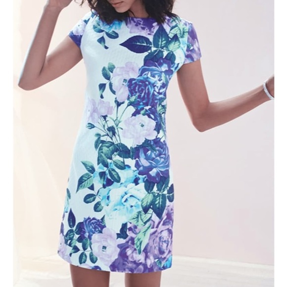 Eliza J Floral Jacquard Cotton Shift Dress - Picture 1 of 9